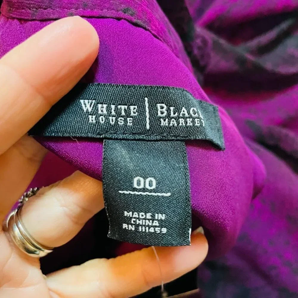 White House Black Market Purple A-line Bow Neck Dress